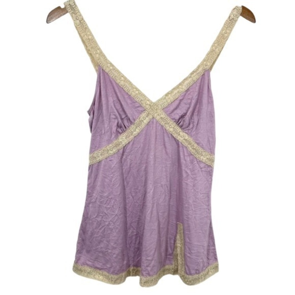 Maurices Y2K 90s Lace Trimmed Purple V Neck Babydoll Camisole Cami Layering